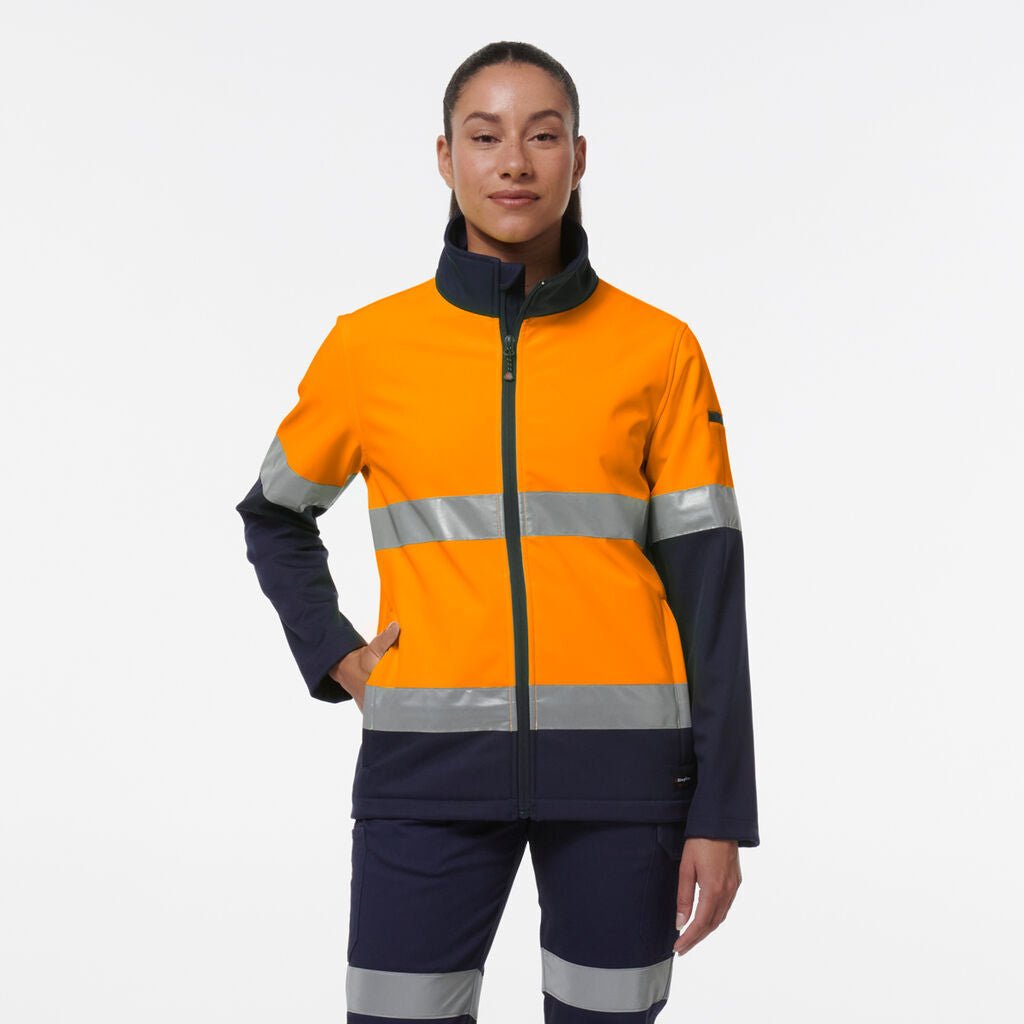 KingGee Womens Reflective Spliced Pocket Softshell Safety Work Jacket K45006 - Land to Coast