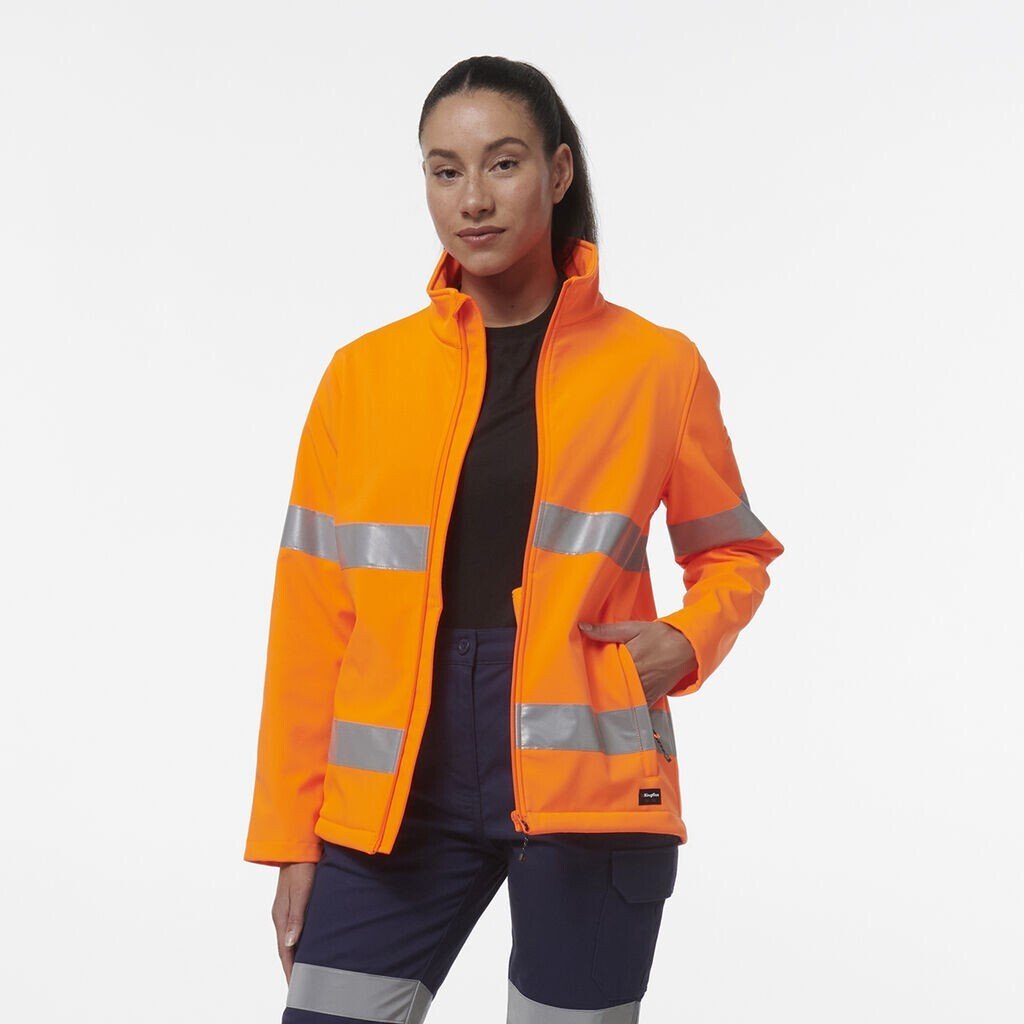 KingGee Womens Reflective Stretch Softshell Pocket Safety Work Jacket K45007 - Land to Coast
