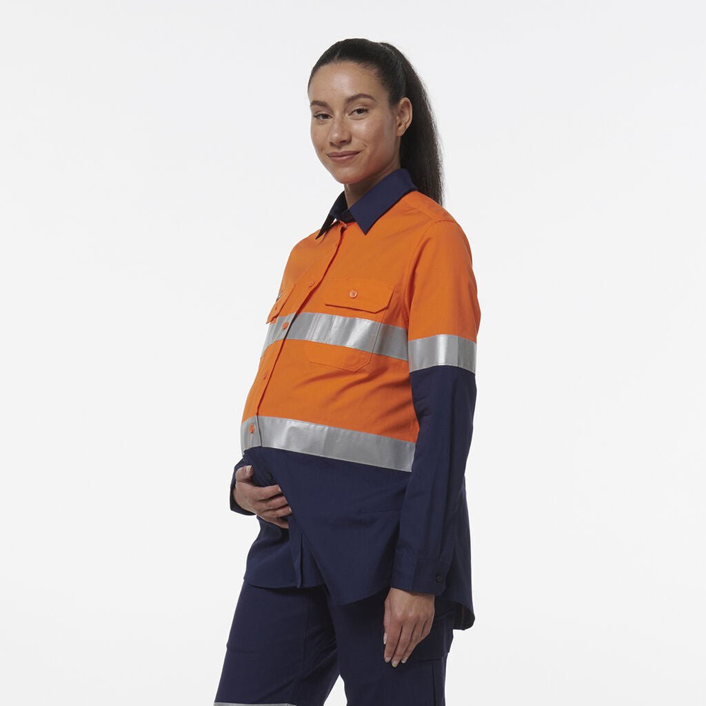 KingGee Womens Safety Workcool Maternity Reflective Two Toned Shirt K44234 - Land to Coast