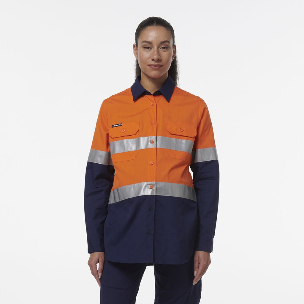 KingGee Womens Safety Workcool Maternity Reflective Two Toned Shirt K44234 - Land to Coast