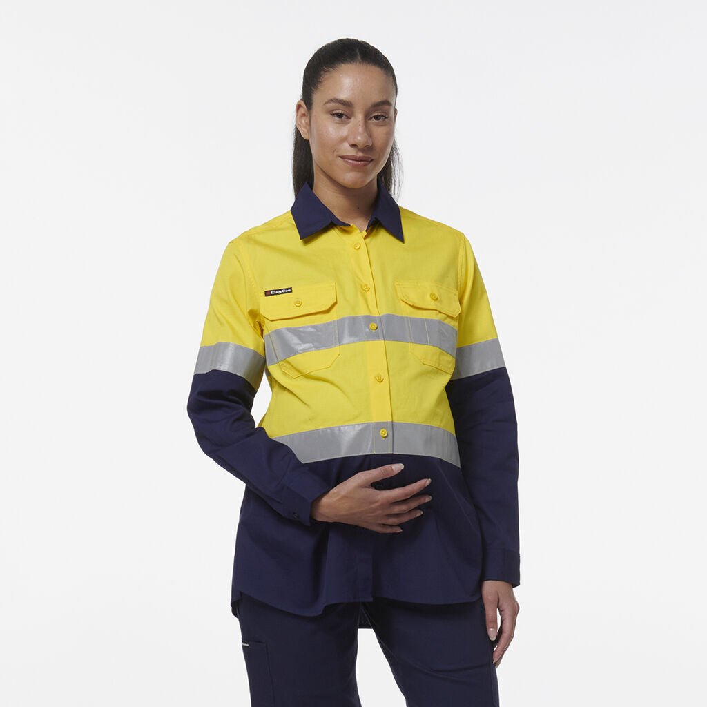 KingGee Womens Safety Workcool Maternity Reflective Two Toned Shirt K44234 - Land to Coast