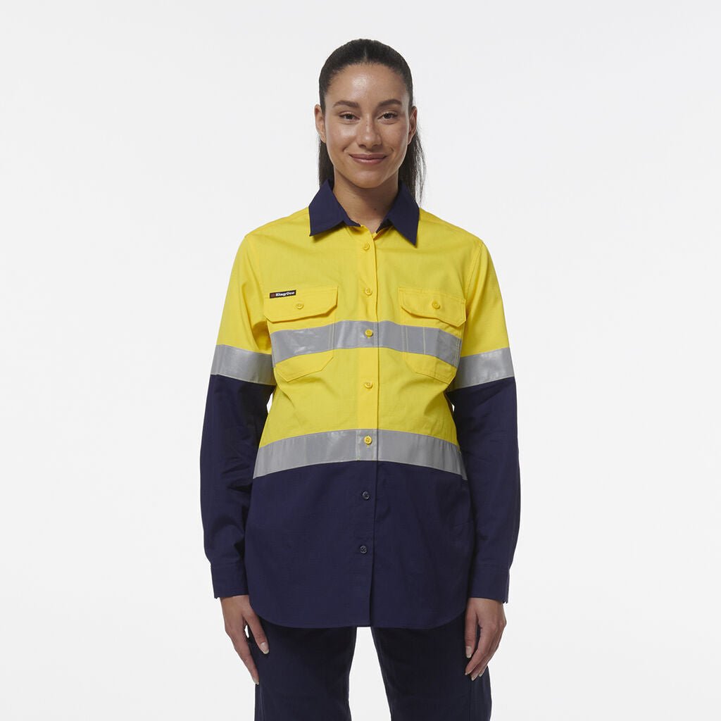 KingGee Womens Safety Workcool Maternity Reflective Two Toned Shirt K44234 - Land to Coast