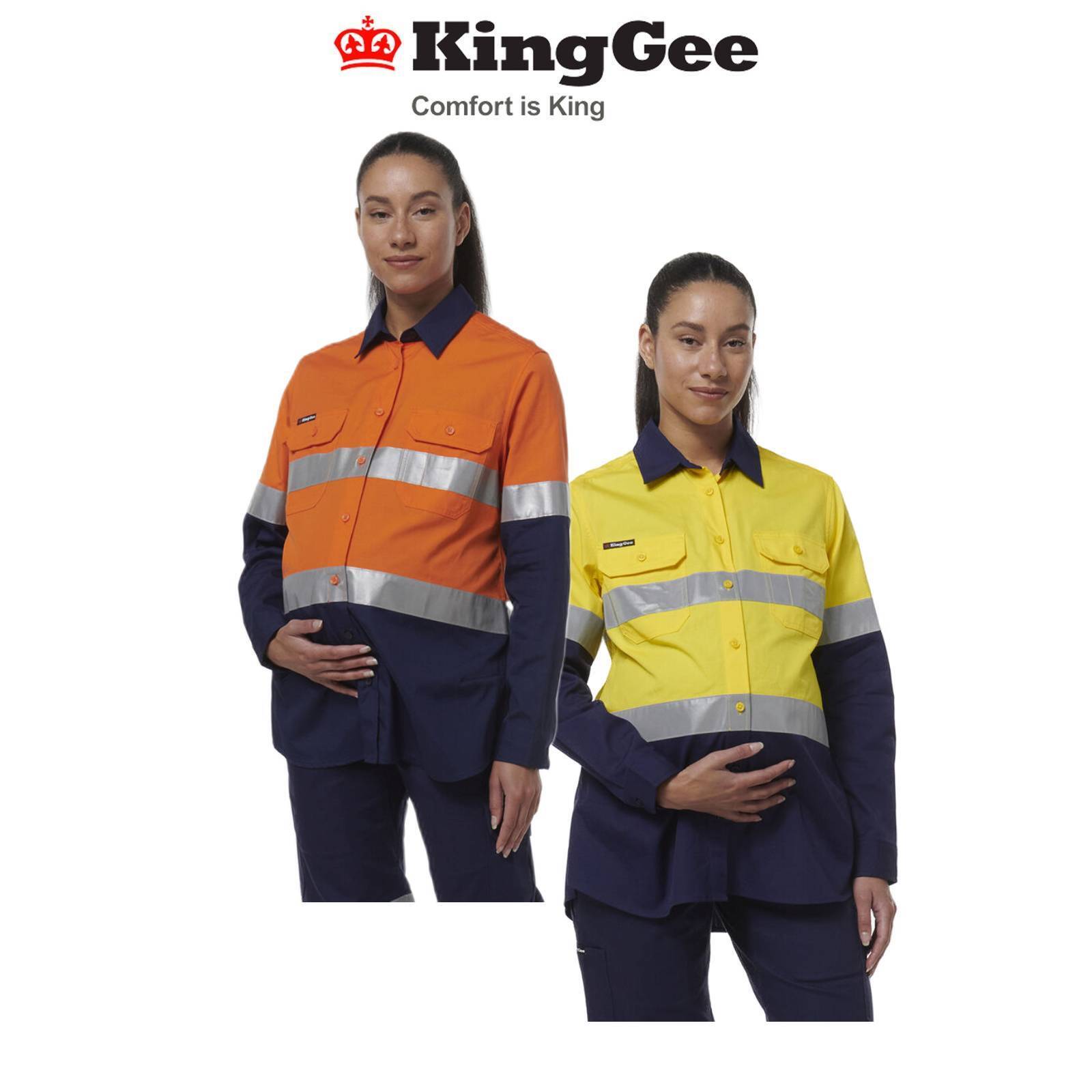 KingGee Womens Safety Workcool Maternity Reflective Two Toned Shirt K44234 - Land to Coast