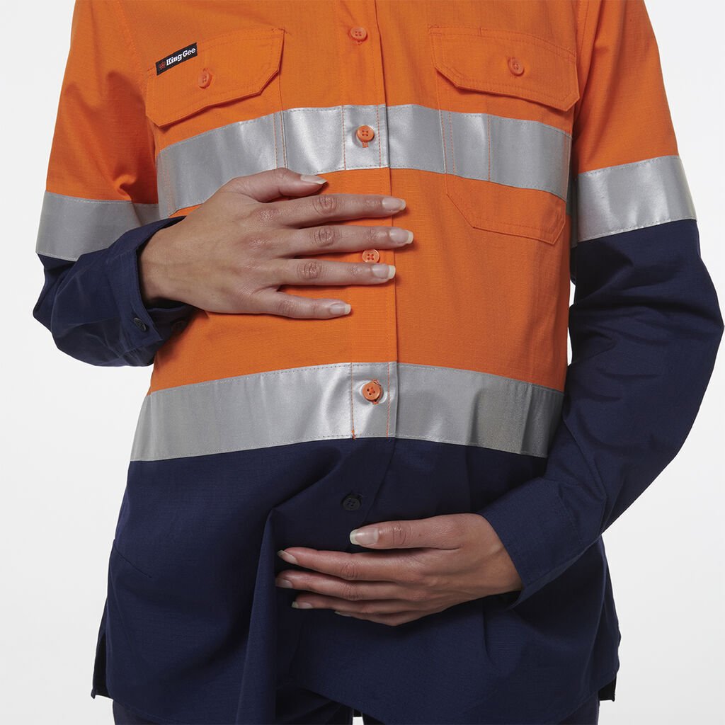 KingGee Womens Safety Workcool Maternity Reflective Two Toned Shirt K44234 - Land to Coast