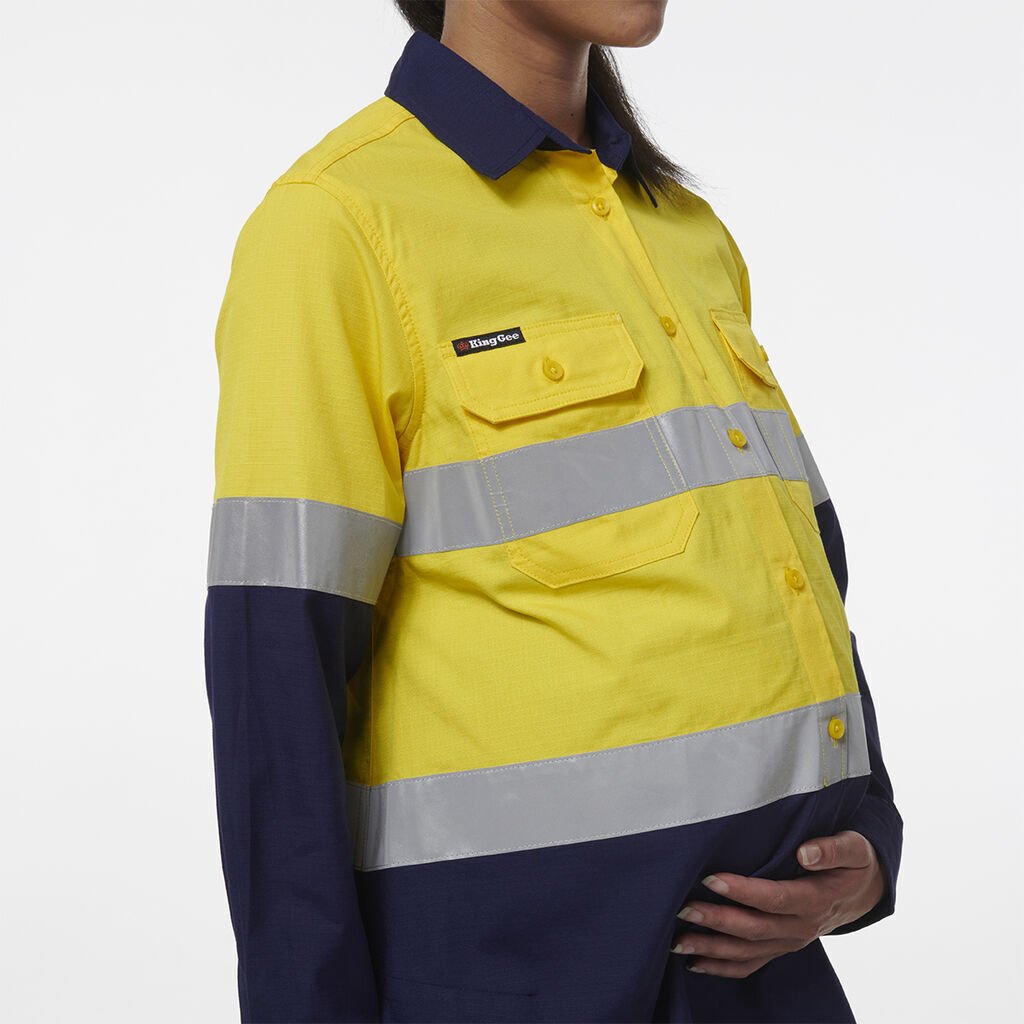 KingGee Womens Safety Workcool Maternity Reflective Two Toned Shirt K44234 - Land to Coast