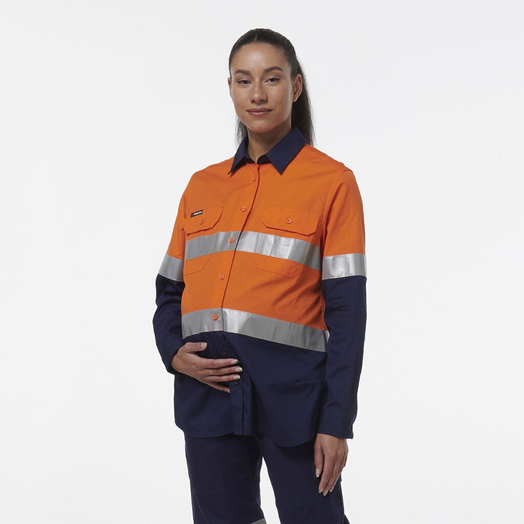 KingGee Womens Safety Workcool Maternity Reflective Two Toned Shirt K44234 - Land to Coast
