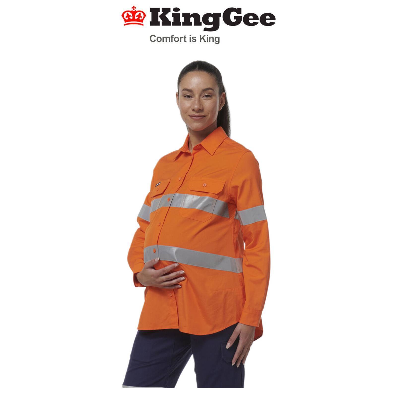 KingGee Womens Safety Workcool Maternity Reflective Two Toned Work Shirt K44235 - Land to Coast