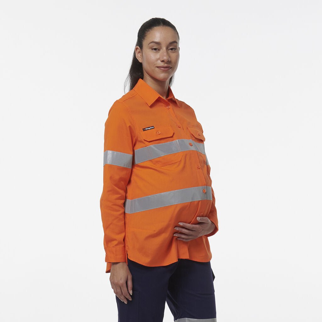 KingGee Womens Safety Workcool Maternity Reflective Two Toned Work Shirt K44235 - Land to Coast