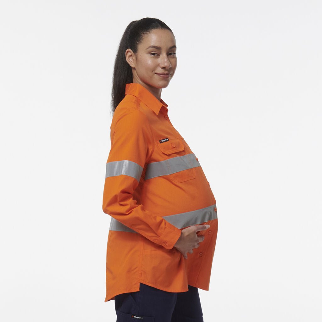 KingGee Womens Safety Workcool Maternity Reflective Two Toned Work Shirt K44235 - Land to Coast