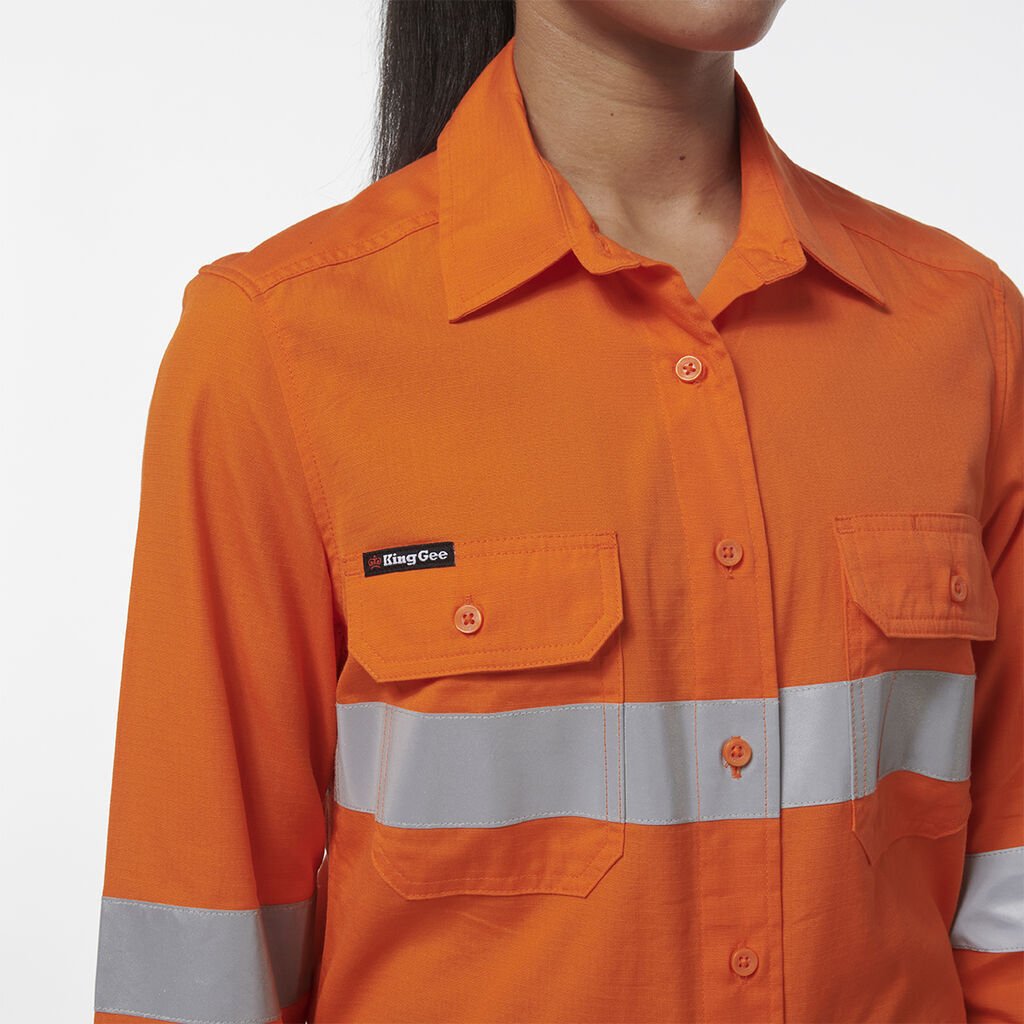 KingGee Womens Safety Workcool Vented Reflective Two Toned Work Shirt K44231 - Land to Coast