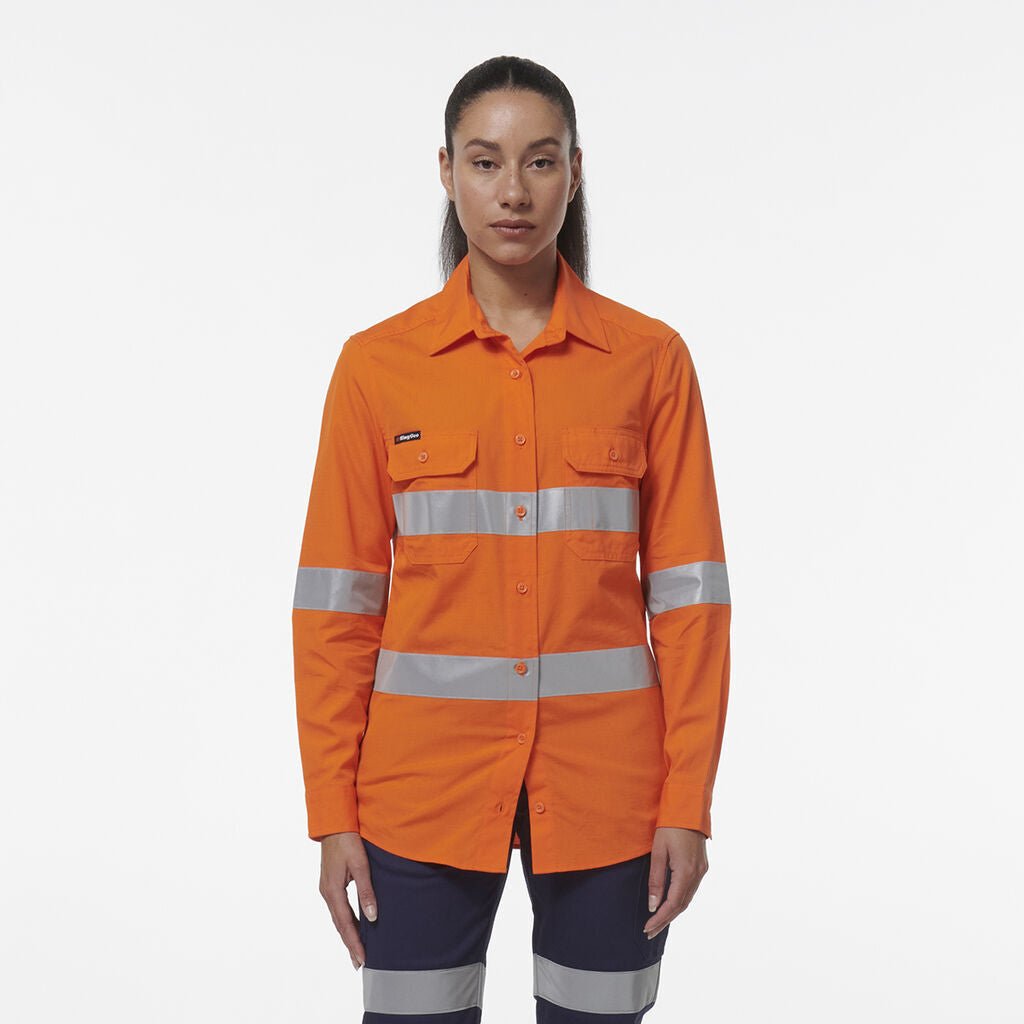 KingGee Womens Safety Workcool Vented Reflective Two Toned Work Shirt K44231 - Land to Coast