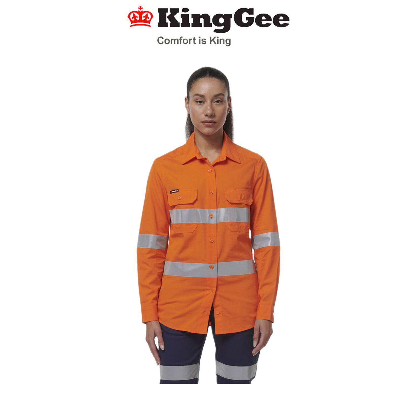 KingGee Womens Safety Workcool Vented Reflective Two Toned Work Shirt K44231 - Land to Coast