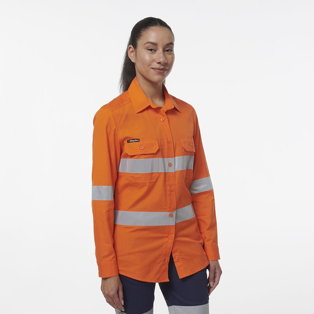 KingGee Womens Safety Workcool Vented Reflective Two Toned Work Shirt K44231 - Land to Coast
