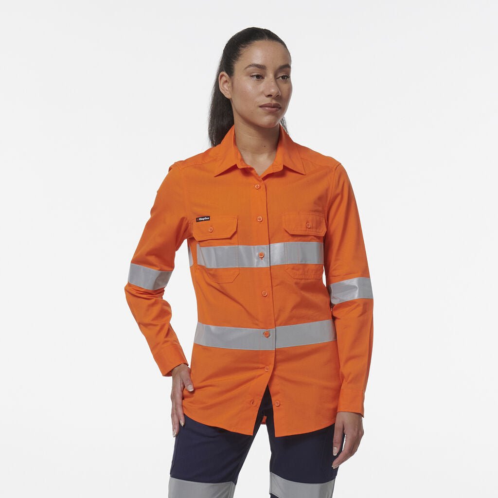KingGee Womens Safety Workcool Vented Reflective Two Toned Work Shirt K44231 - Land to Coast