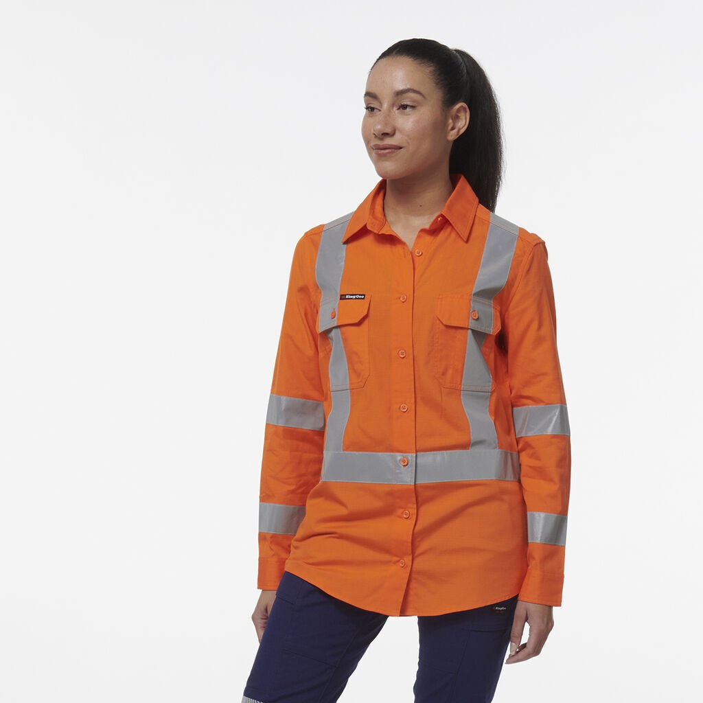 KingGee Womens Safety Workcool Vented X Back Reflective Breathable Shirt K44233 - Land to Coast