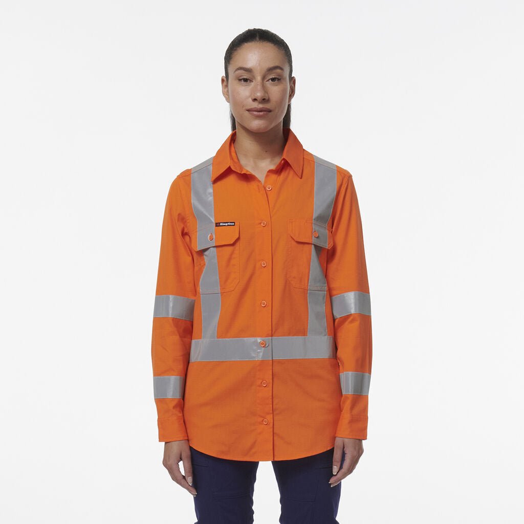 KingGee Womens Safety Workcool Vented X Back Reflective Breathable Shirt K44233 - Land to Coast