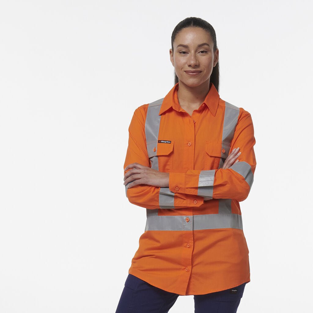 KingGee Womens Safety Workcool Vented X Back Reflective Breathable Shirt K44233 - Land to Coast