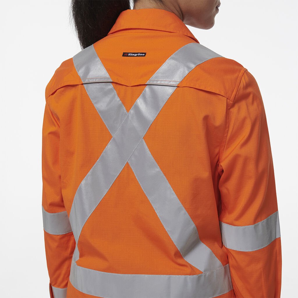 KingGee Womens Safety Workcool Vented X Back Reflective Breathable Shirt K44233 - Land to Coast