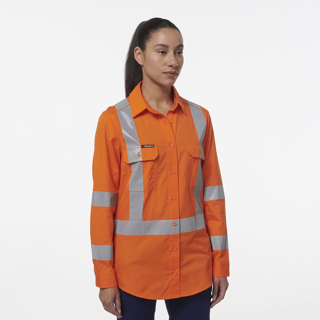 KingGee Womens Safety Workcool Vented X Back Reflective Breathable Shirt K44233 - Land to Coast