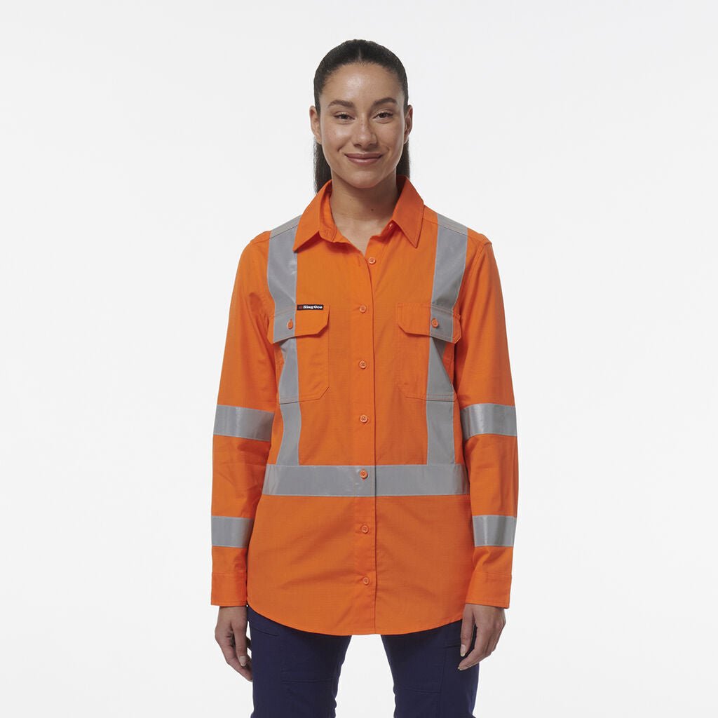 KingGee Womens Safety Workcool Vented X Back Reflective Breathable Shirt K44233 - Land to Coast