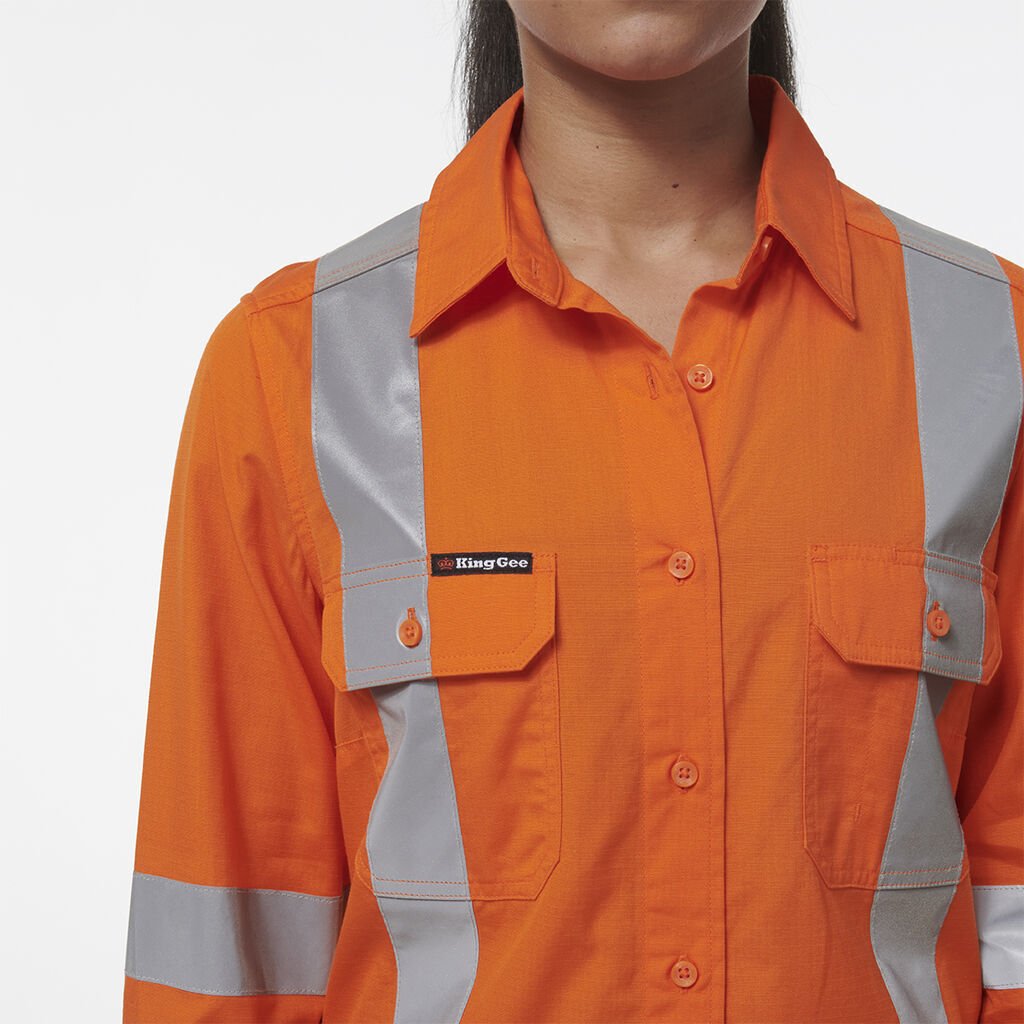 KingGee Womens Safety Workcool Vented X Back Reflective Breathable Shirt K44233 - Land to Coast