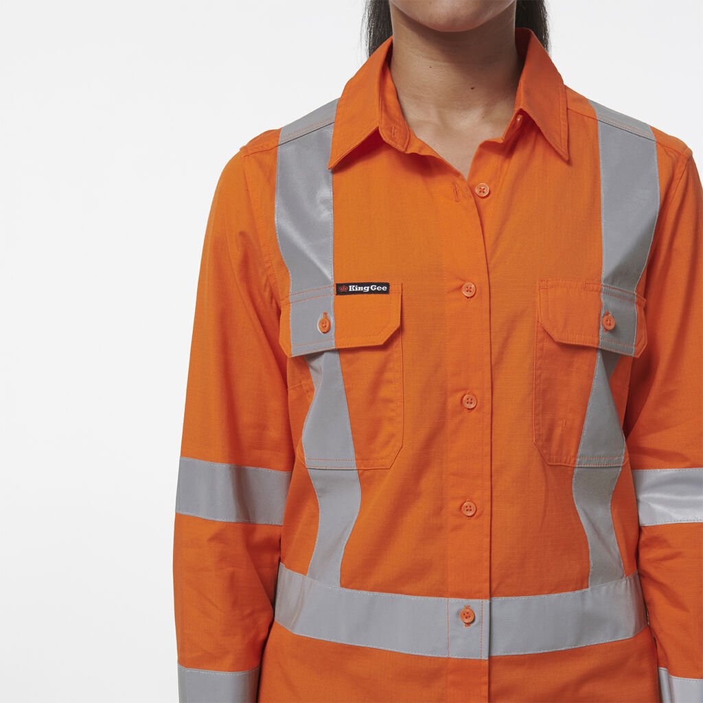 KingGee Womens Safety Workcool Vented X Back Reflective Breathable Shirt K44233 - Land to Coast