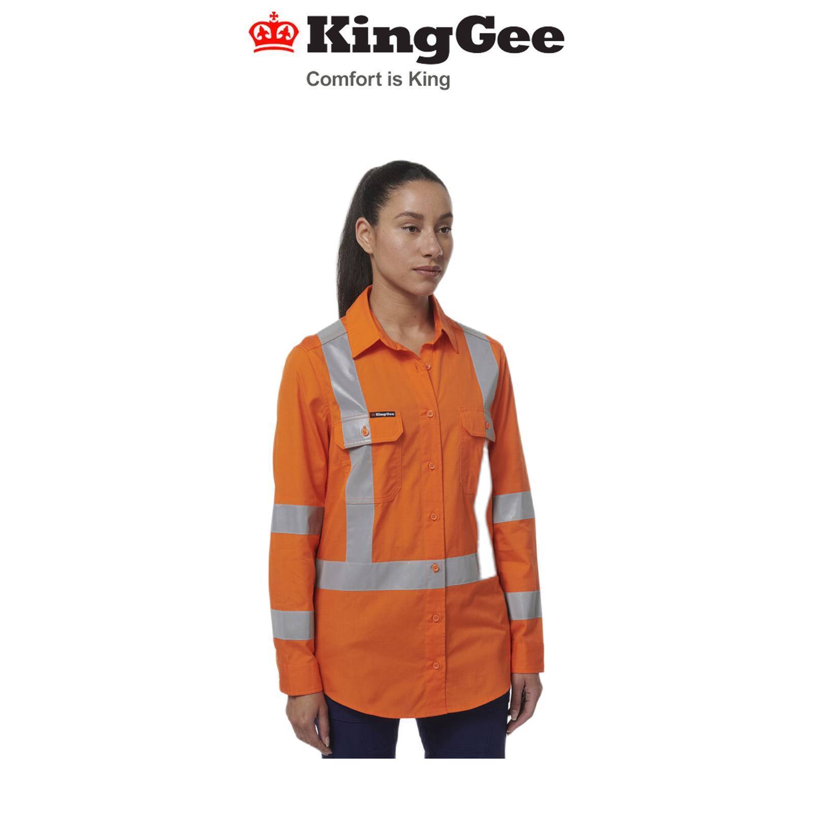 KingGee Womens Safety Workcool Vented X Back Reflective Breathable Shirt K44233 - Land to Coast