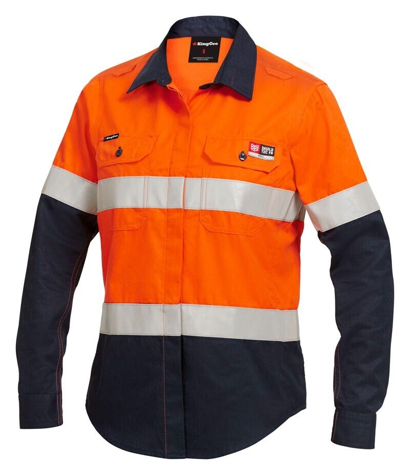 KingGee Womens Shieldtec Lenzing Lightweight Hi - Vis Spliced LS T-Shirt K84002 - Land to Coast