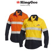 KingGee Womens Shieldtec Lenzing Lightweight Hi - Vis Spliced LS T-Shirt K84002 - Land to Coast