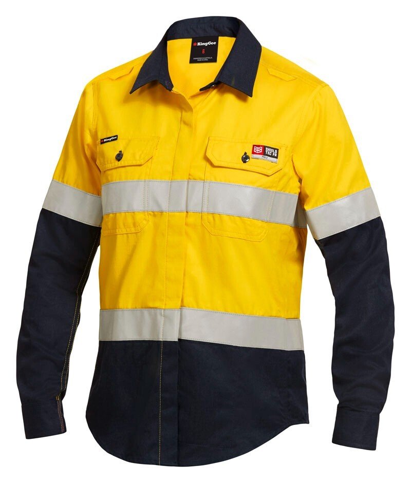KingGee Womens Shieldtec Lenzing Lightweight Hi - Vis Spliced LS T-Shirt K84002 - Land to Coast