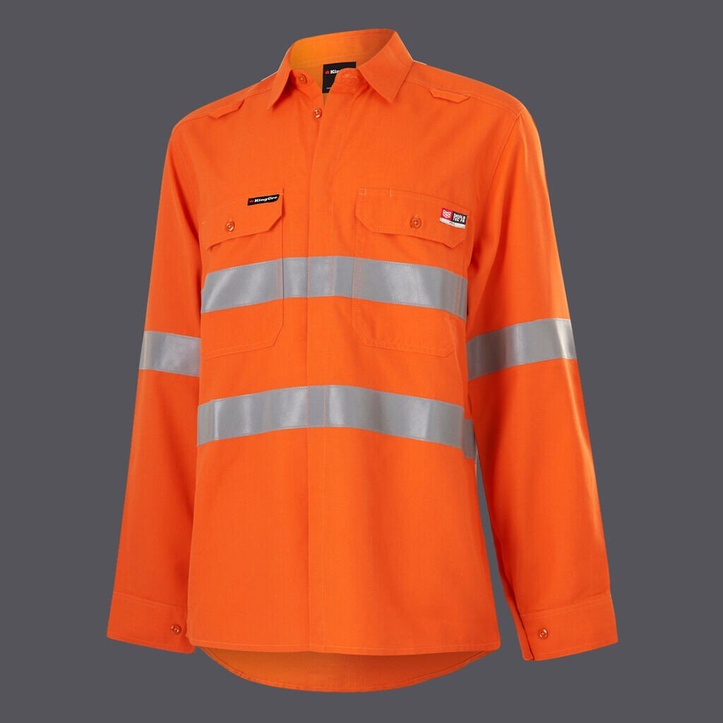 KingGee Womens Shieldtec Lightweight Lenzing HiVis Open Front Taped Shirt K84003 - Land to Coast