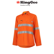 KingGee Womens Shieldtec Lightweight Lenzing HiVis Open Front Taped Shirt K84003 - Land to Coast