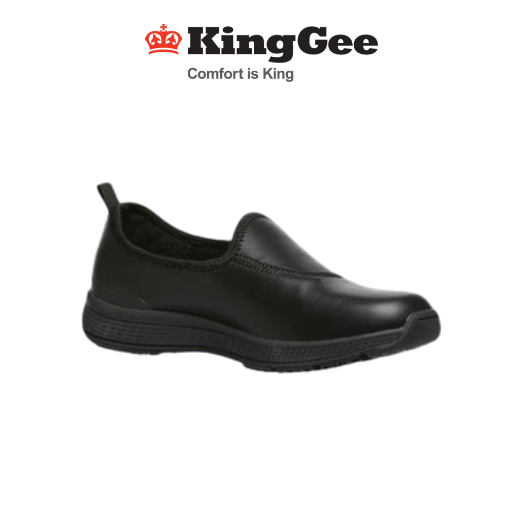 Kinggee Womens Shoes Lightweight Comfort Superlite Slip On Black Leather K22340 - Land to Coast