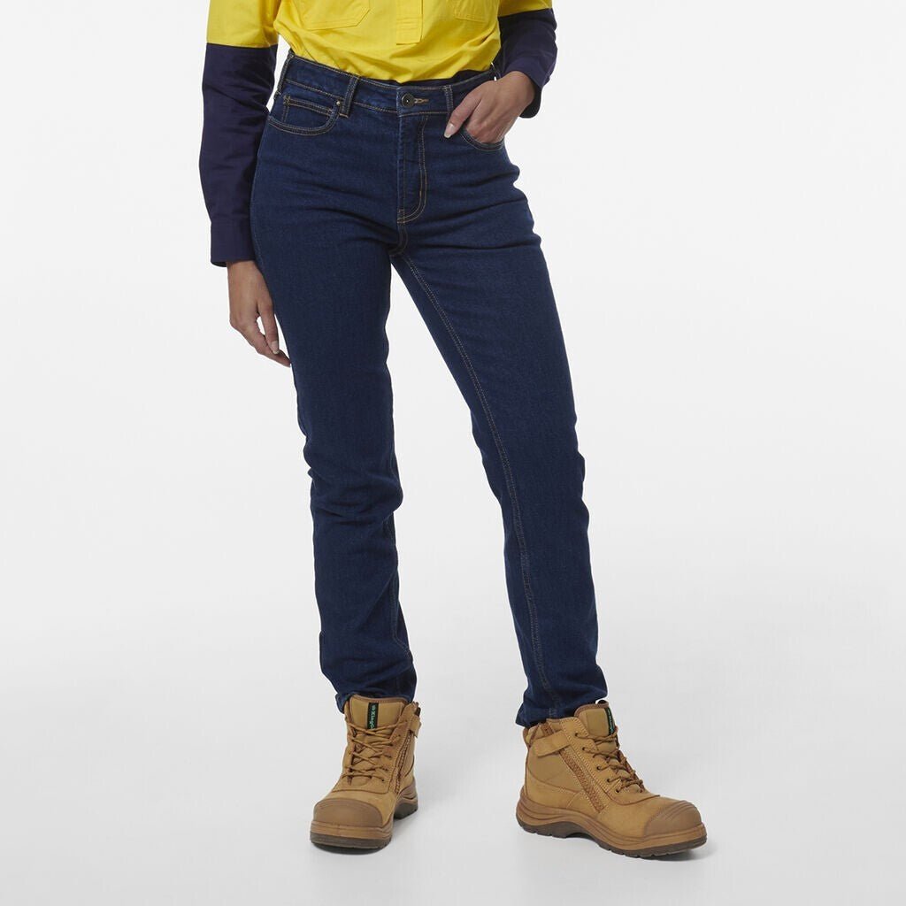 KINGGEE Womens Stretch Denim 5Pocket Straight Fit Wide Leg Workwear Jeans K43018 - Land to Coast
