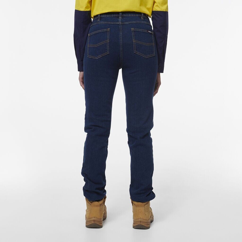 KINGGEE Womens Stretch Denim 5Pocket Straight Fit Wide Leg Workwear Jeans K43018 - Land to Coast