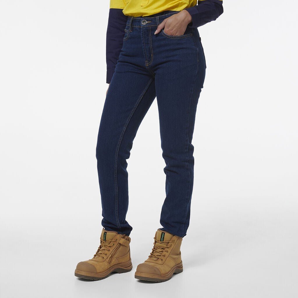 KINGGEE Womens Stretch Denim 5Pocket Straight Fit Wide Leg Workwear Jeans K43018 - Land to Coast