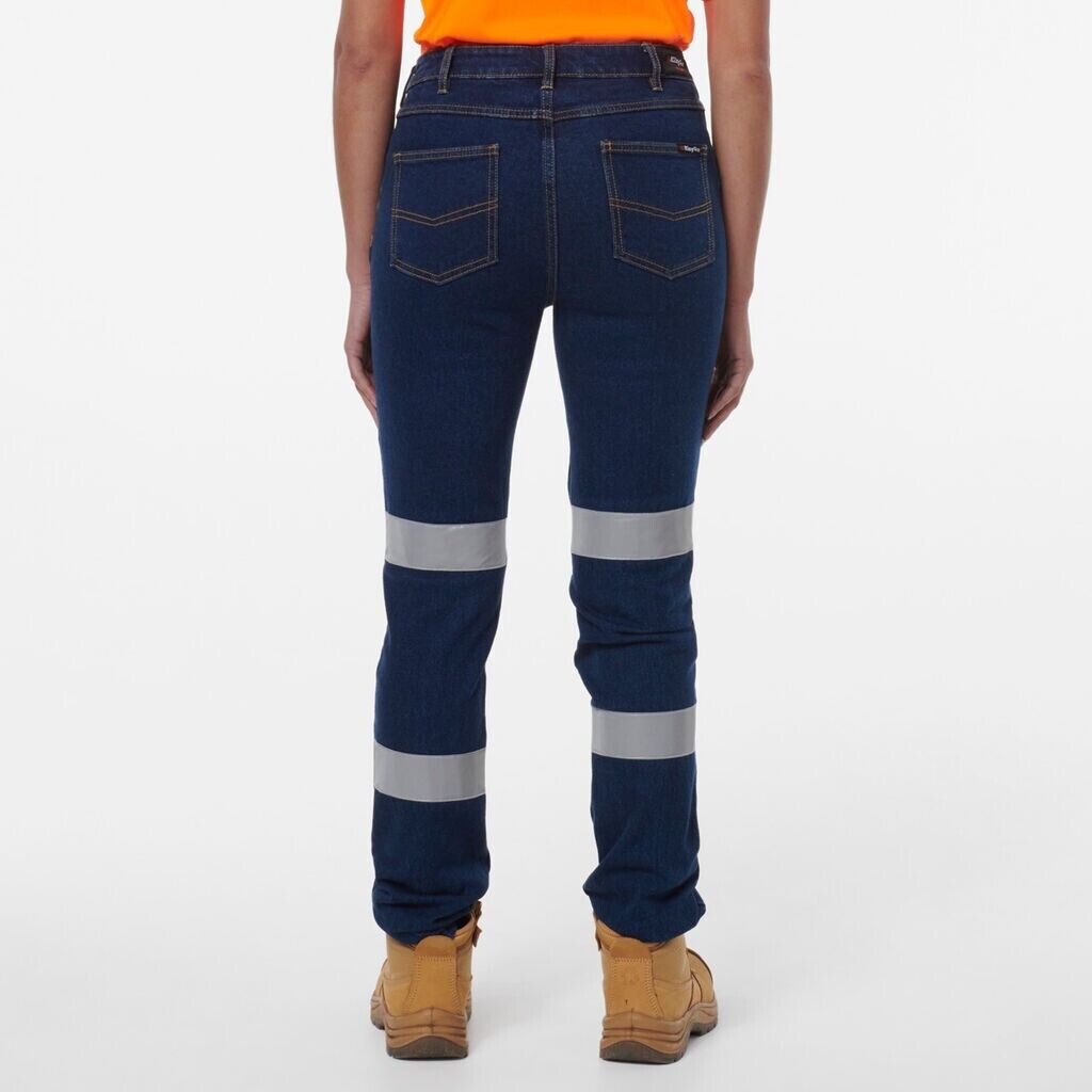KINGGEE Womens Stretch Straight Workwear Denim Wide Leg 5 Pocket Jeans K43019 - Land to Coast