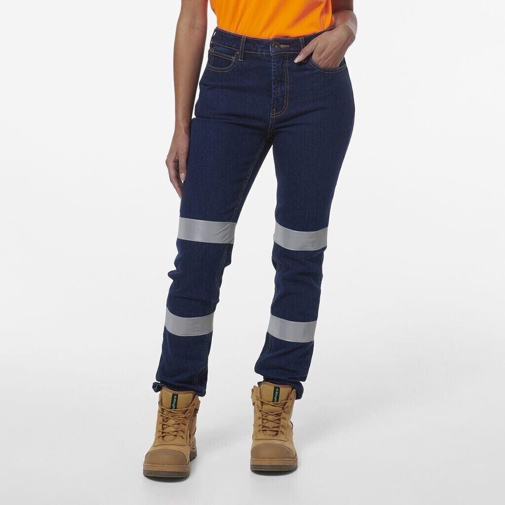 KINGGEE Womens Stretch Straight Workwear Denim Wide Leg 5 Pocket Jeans K43019 - Land to Coast