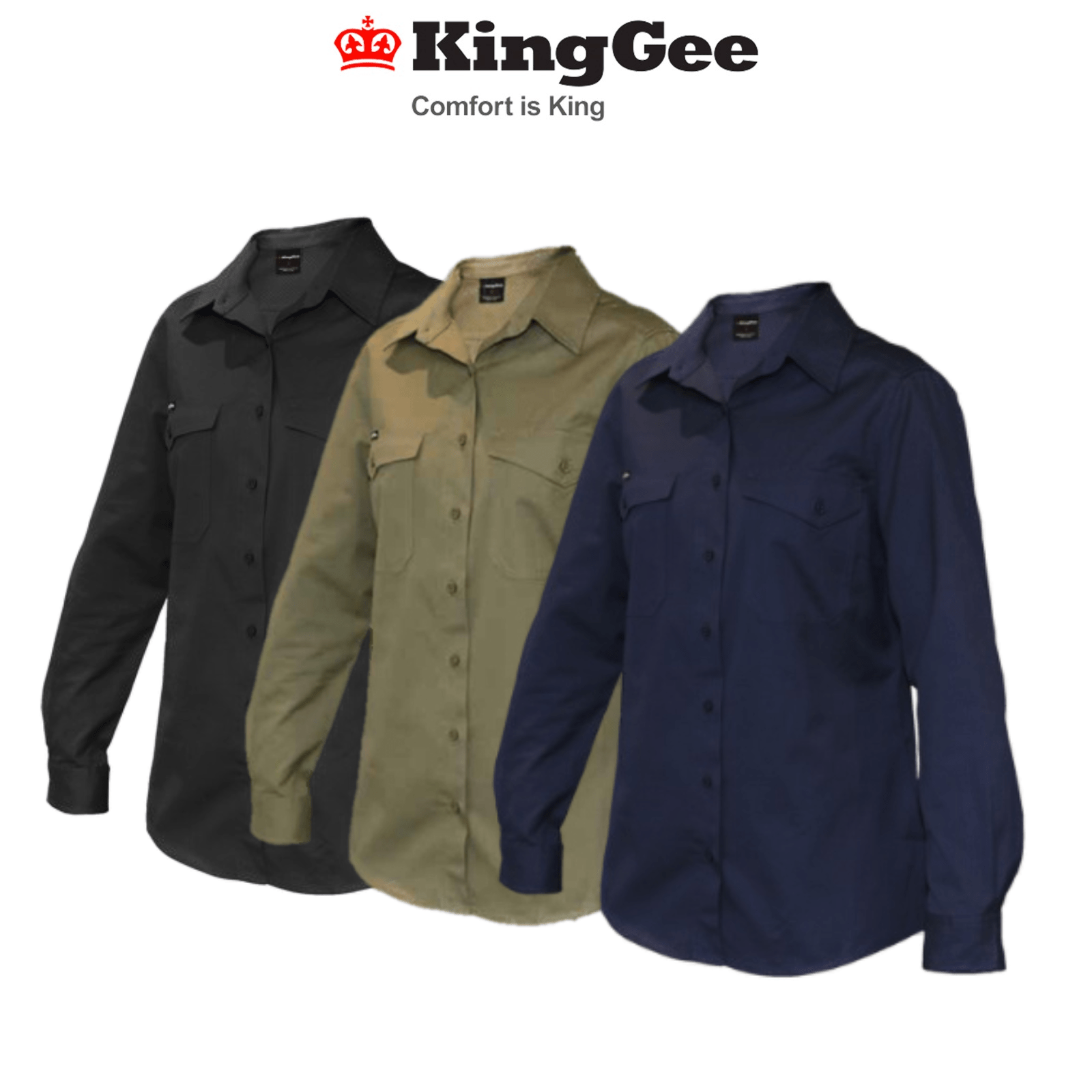 KingGee Womens Workcool 2 Shirt Long Sleeve Lightweight Breathable Work K69880 - Land to Coast