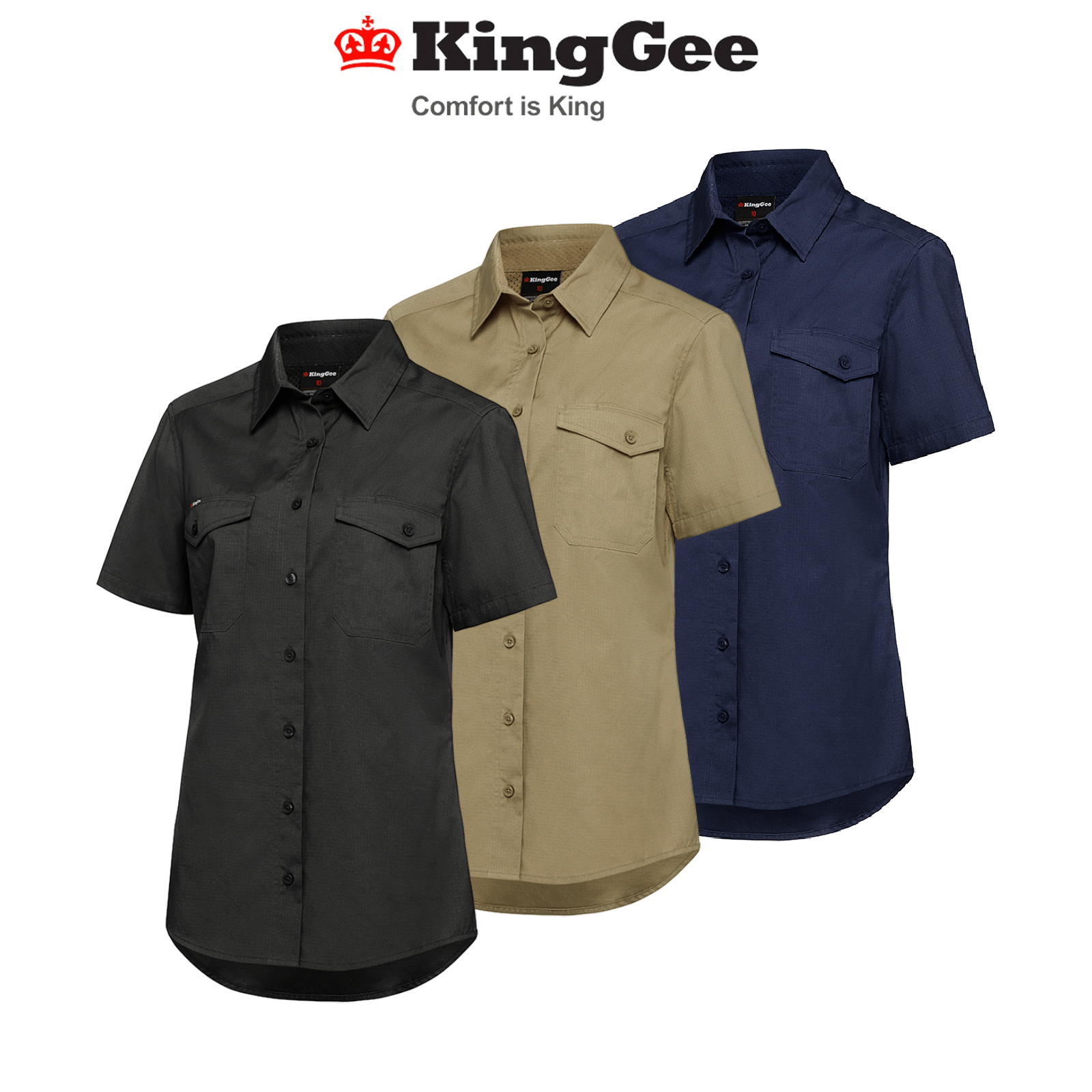 KingGee Womens Workcool 2 Shirt Short Sleeve Lightweight Breathable Work K44205 - Land to Coast