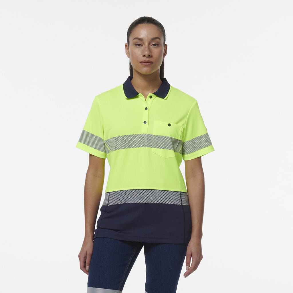 KingGee Womens Workcool Hyperfreeze Spliced With Segmented Tape Work Polo K44224 - Land to Coast