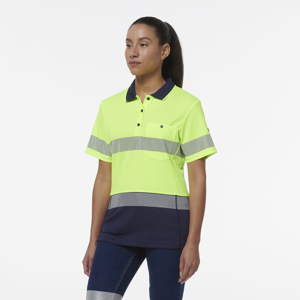 KingGee Womens Workcool Hyperfreeze Spliced With Segmented Tape Work Polo K44224 - Land to Coast