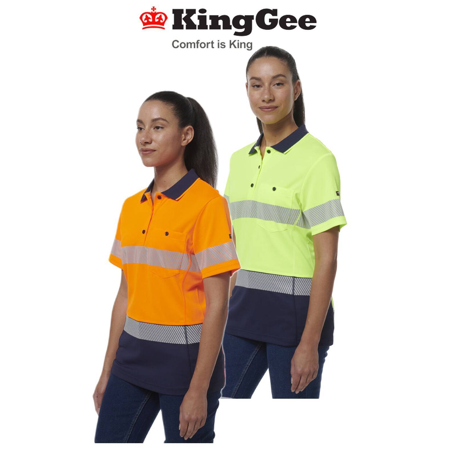 KingGee Womens Workcool Hyperfreeze Spliced With Segmented Tape Work Polo K44224 - Land to Coast