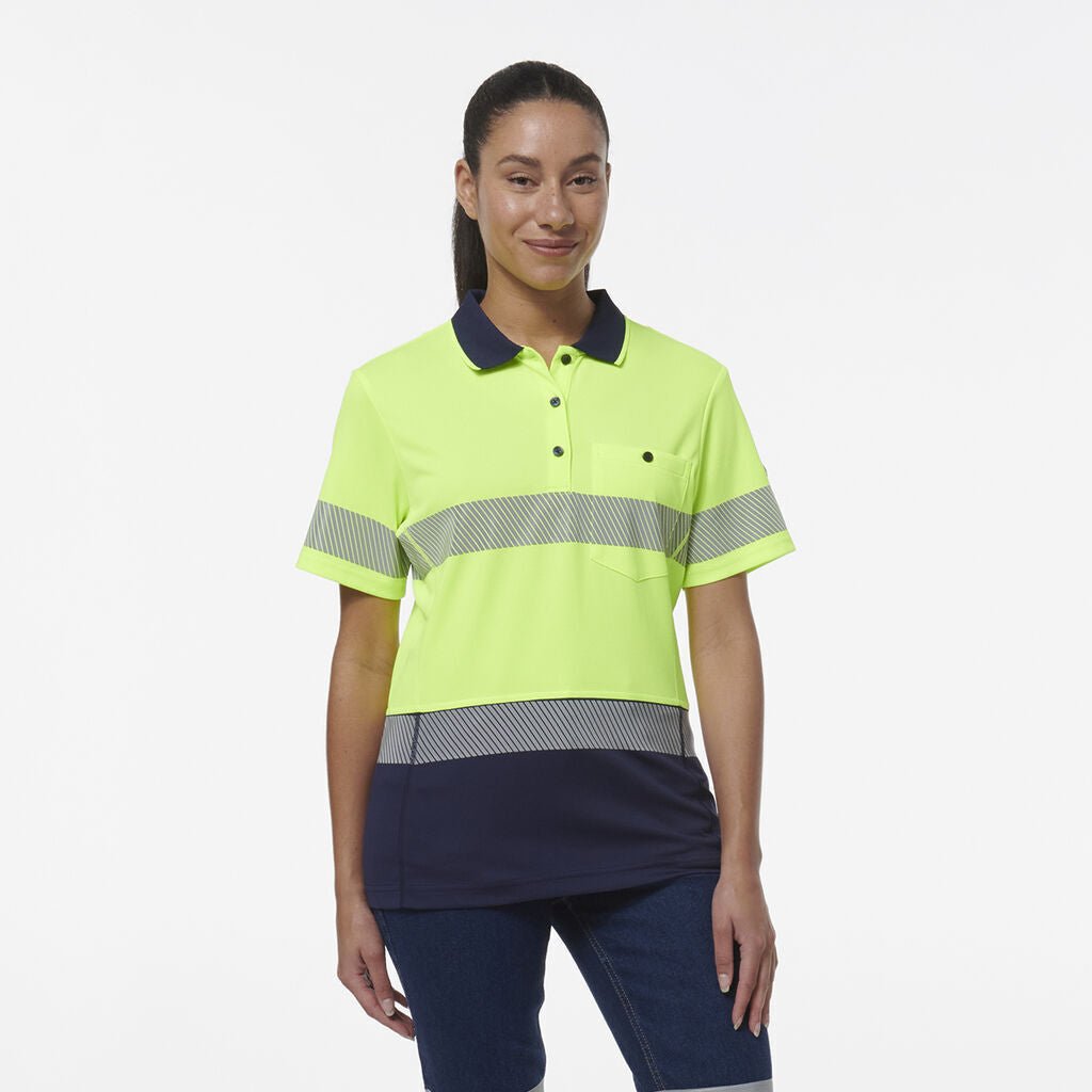 KingGee Womens Workcool Hyperfreeze Spliced With Segmented Tape Work Polo K44224 - Land to Coast