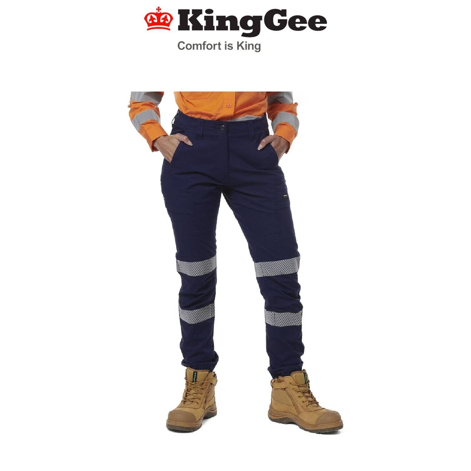 KINGGEE Womens Workcool Pro Bio Pockets Cuff Comfy Stretch Taped Pants K43015 - Land to Coast