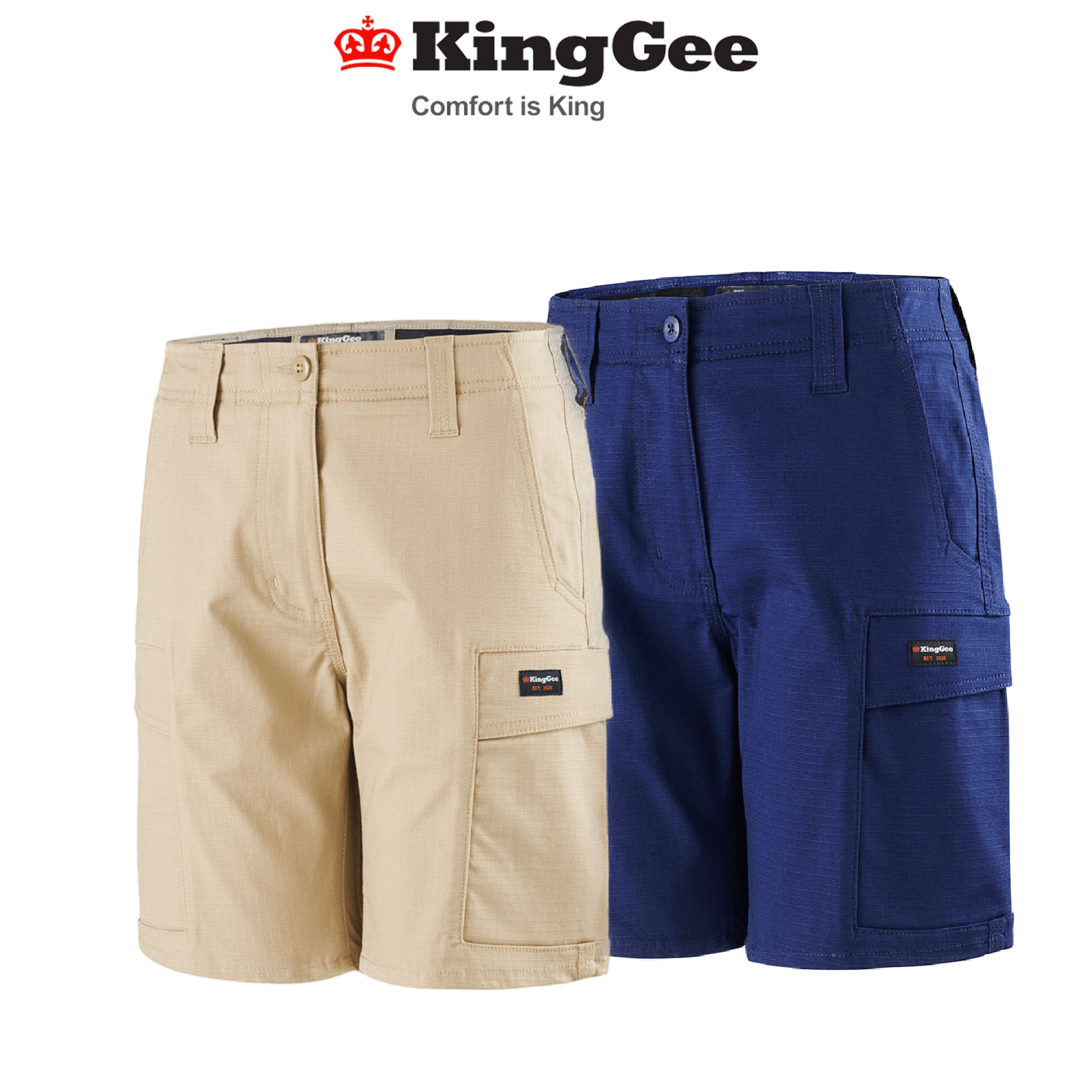 KingGee Womens Workcool Pro Shorts Comfort Stretch Waistband Work Safety K47008 - Land to Coast