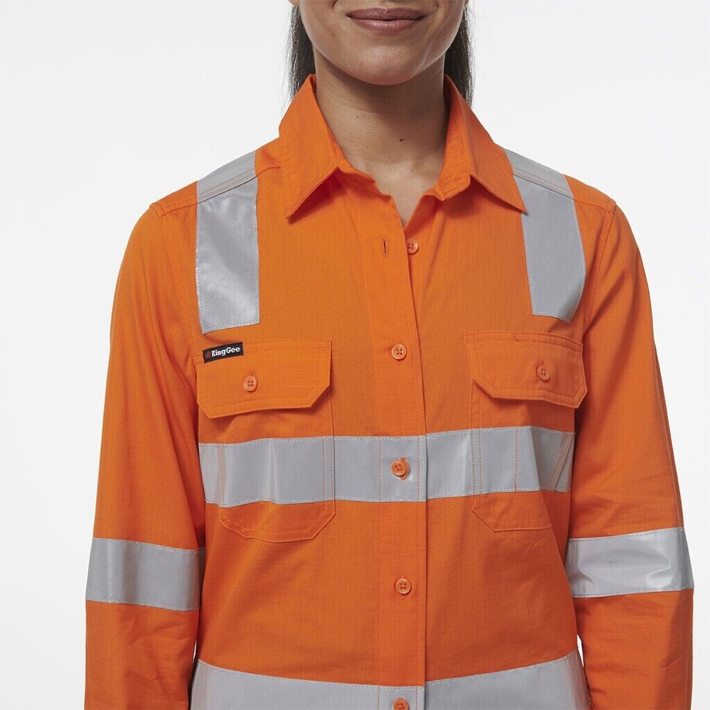 KingGee Womens Workcool Vented Breathable Lightweight NSW Rail Work Shirt K44203 - Land to Coast