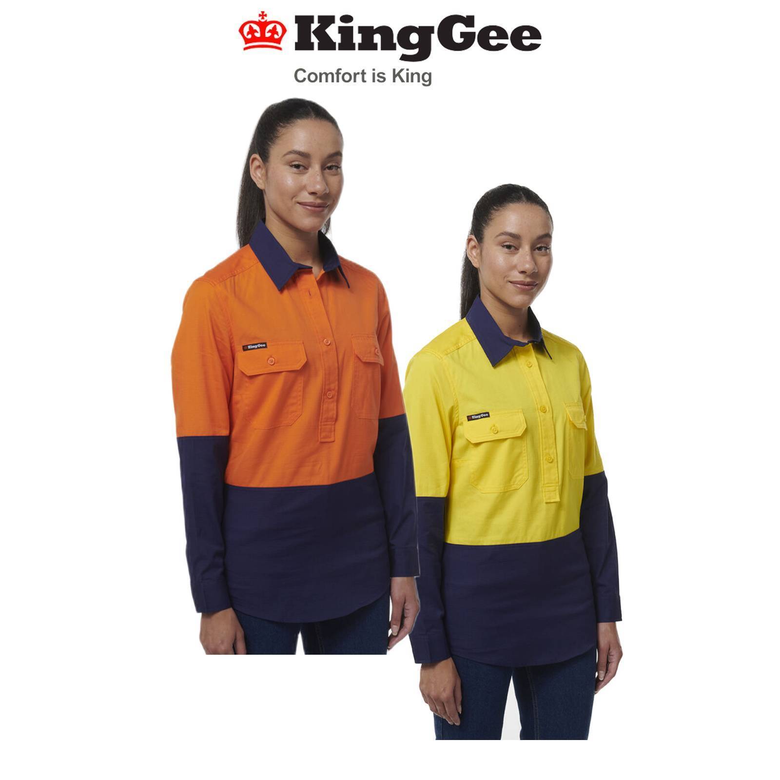 KingGee Womens Workcool Vented Closed Front Spliced Two Toned Work Shirt K44211 - Land to Coast