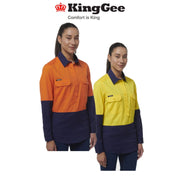 KingGee Womens Workcool Vented Closed Front Spliced Two Toned Work Shirt K44211 - Land to Coast