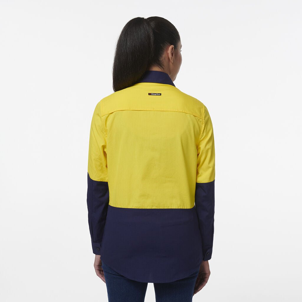 KingGee Womens Workcool Vented Closed Front Spliced Two Toned Work Shirt K44211 - Land to Coast
